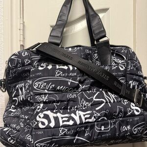 Steve Madden Black Graphic Weekender Bag